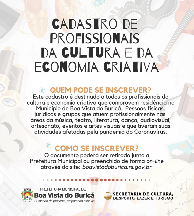 CADASTRO DE PROFISSIONAIS DA CULTURA E DA ECONOMIA CRIATIVA